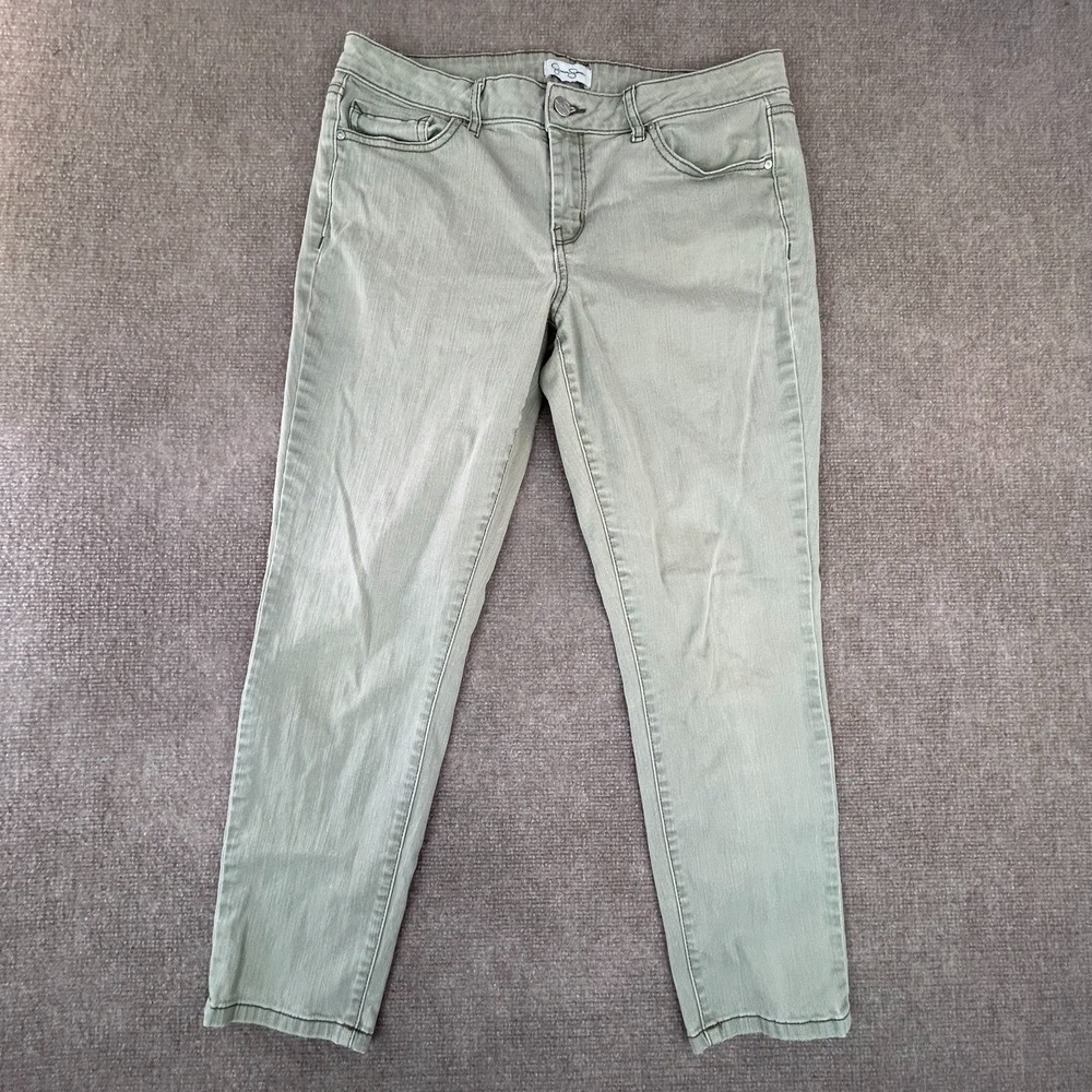 Jessica Simpson Rolled Crop Skinny Jeans Womens 10/30 Green Denim Cotton Stretch